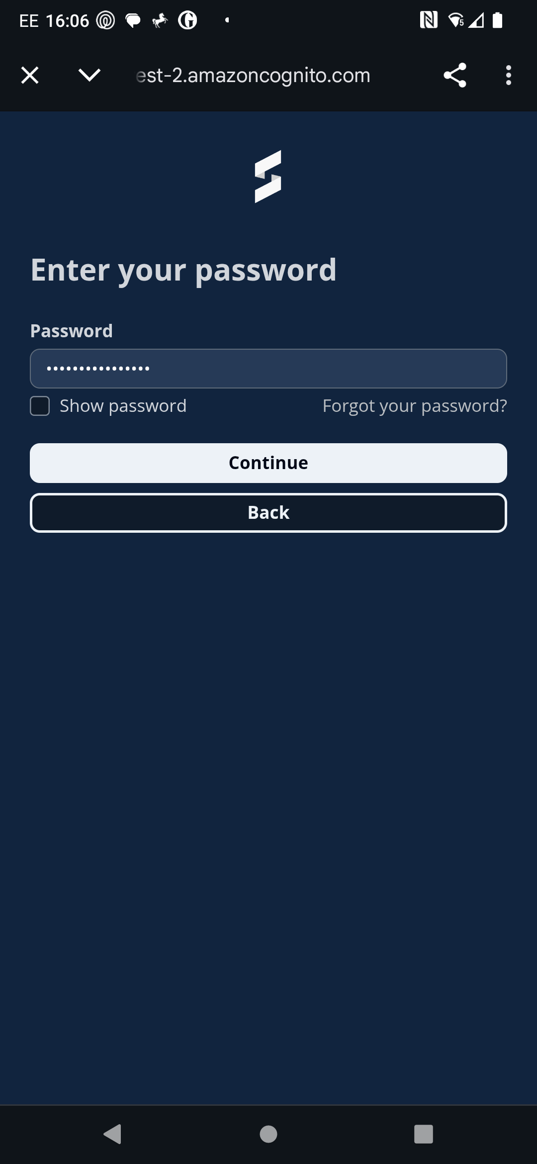 Password Creation Screen